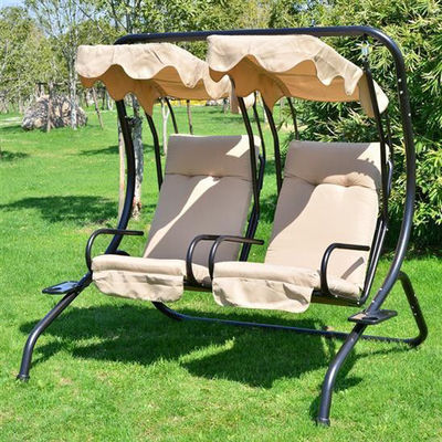 Silla colgante de metal doble de 2 asientos con toldo Disfruta del aire libre con comodidad