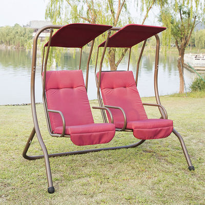 Silla colgante de metal doble de 2 asientos con toldo Disfruta del aire libre con comodidad