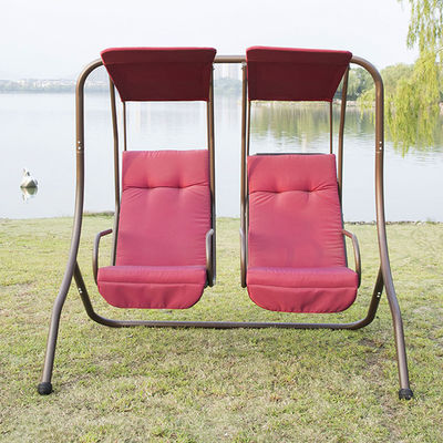 Silla colgante de metal doble de 2 asientos con toldo Disfruta del aire libre con comodidad