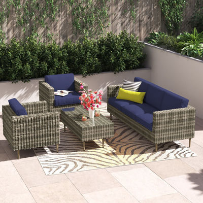27.5' H X 30' W X 29' D Tamaño de silla Muebles de jardín de ratán Conjunto para vivir al aire libre