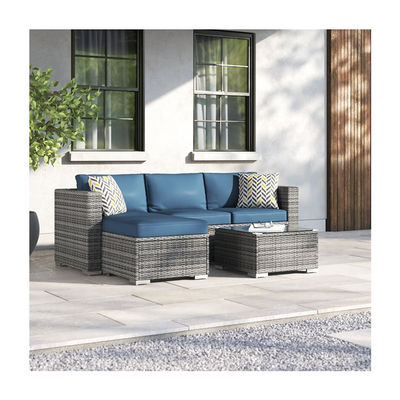 Sofá de Ratan Conjunto de Salón Seccional de 24' H X 78' W X 50.78' D para relajación al aire libre