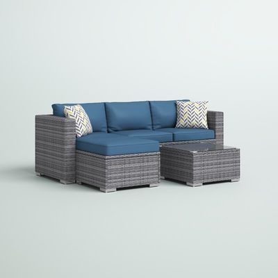 Sofá de Ratan Conjunto de Salón Seccional de 24' H X 78' W X 50.78' D para relajación al aire libre