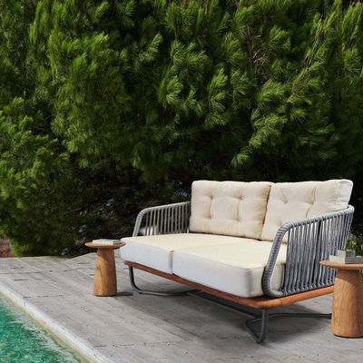Muebles comerciales para exteriores Sofá de jardín con teca sólida y marco de aluminio