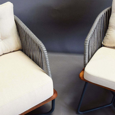 Muebles comerciales para exteriores Sofá de jardín con teca sólida y marco de aluminio