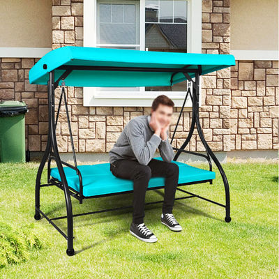 Jardín al aire libre 3 asientos silla de oscilación con dosel y cama de tumbona de acero plegable ajustable