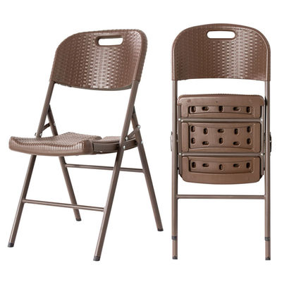 Silla de comedor de plástico de ratán portátil plegable de patio de jardín al aire libre