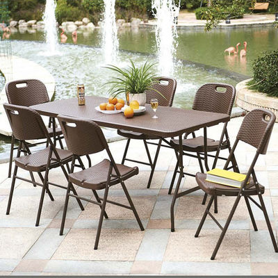 Silla de comedor de plástico de ratán portátil plegable de patio de jardín al aire libre