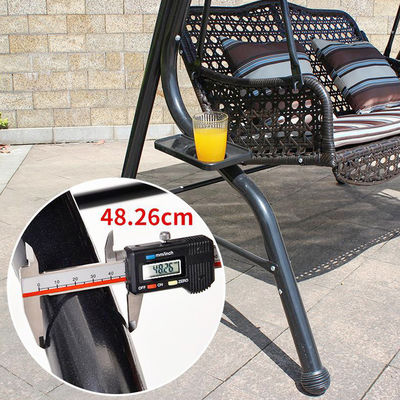 Cuadro de metal para patio de jardín al aire libre Pe Rattan doble 3 asientos hamaca columpiante con dosel