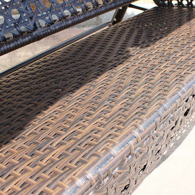 Cuadro de metal para patio de jardín al aire libre Pe Rattan doble 3 asientos hamaca columpiante con dosel