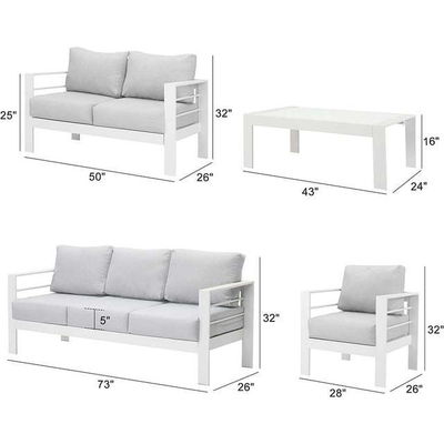 Muebles de jardín para balcón L73"xW26"xH25" Sofá de tres plazas L43"xW24"xH16" Mesa