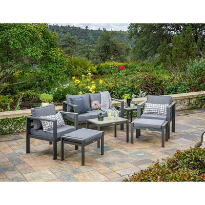 Jardín de patio Sofá de asiento de amor Set AJUNION Salón de aluminio moderno al aire libre