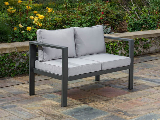 Jardín de patio Sofá de asiento de amor Set AJUNION Salón de aluminio moderno al aire libre