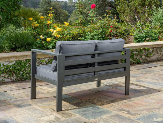 Jardín de patio Sofá de asiento de amor Set AJUNION Salón de aluminio moderno al aire libre