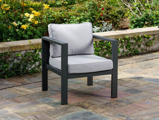 Jardín de patio Sofá de asiento de amor Set AJUNION Salón de aluminio moderno al aire libre