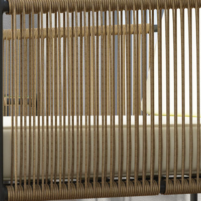 AJUNION Muebles de patio de metal Rattan Muebles de exterior tejidos con mesa de café