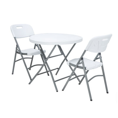 Embalaje de correo Portable de plástico redondo de metal plegable mesa de comedor para el estilo de diseño moderno