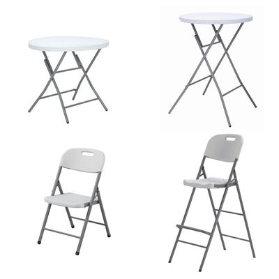 Embalaje de correo Portable de plástico redondo de metal plegable mesa de comedor para el estilo de diseño moderno