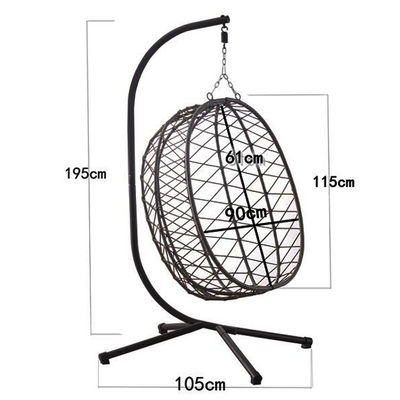 Patio al aire libre patio jardín tejido Pe Rattan cuerda plegable colgando huevo silla colgante con cojín