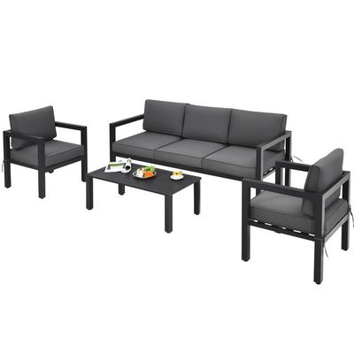 AJUNION 4 piezas Muebles de patio Conjunto de asientos de aluminio exterior para estilo de diseño moderno