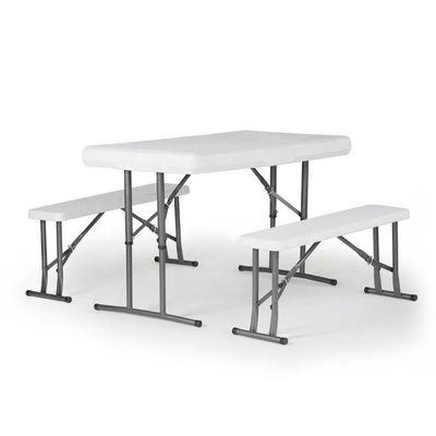 Muebles de exterior de plástico metal plegable picnic mesa de comedor silla de banca para el jardín