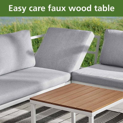 Muebles de exterior Sofá seccional en forma de L de plástico de madera de teca