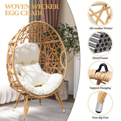 Muebles de exterior general Doblado Sí Redondo Pe Rattan Wicker Sofa de huevo Silla con cojín