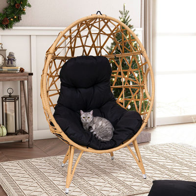 Muebles de exterior general Doblado Sí Redondo Pe Rattan Wicker Sofa de huevo Silla con cojín