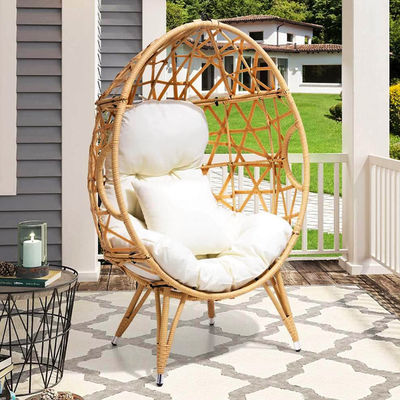 Muebles de exterior general Doblado Sí Redondo Pe Rattan Wicker Sofa de huevo Silla con cojín