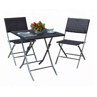 Muebles de patio al aire libre con mesa y silla plegables de vidrio de ratán de PE