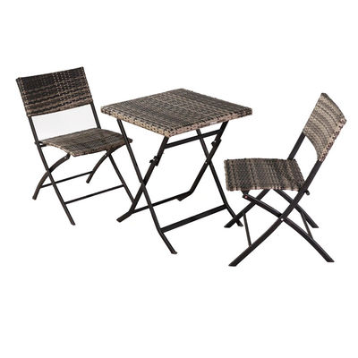 Muebles de patio al aire libre con mesa y silla plegables de vidrio de ratán de PE