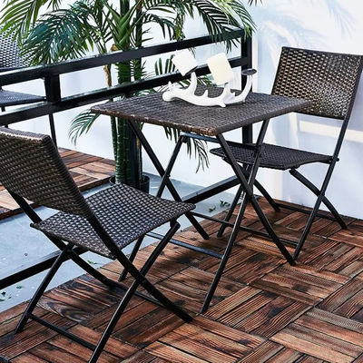 Muebles de patio al aire libre con mesa y silla plegables de vidrio de ratán de PE