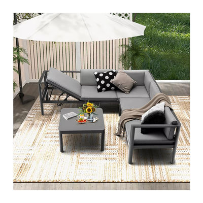 Diseño moderno Sofá de jardín conjunto AJUNION Muebles de patio de aluminio con respaldo ajustable