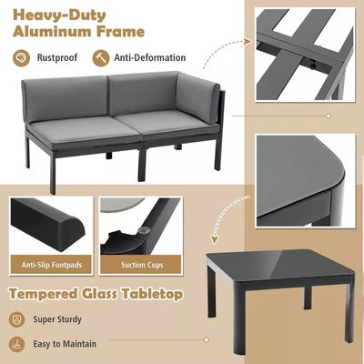 Diseño moderno Sofá de jardín conjunto AJUNION Muebles de patio de aluminio con respaldo ajustable