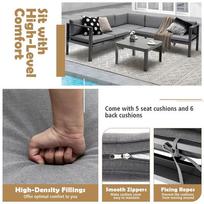 Diseño moderno Sofá de jardín conjunto AJUNION Muebles de patio de aluminio con respaldo ajustable