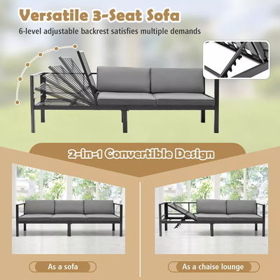 Diseño moderno Sofá de jardín conjunto AJUNION Muebles de patio de aluminio con respaldo ajustable