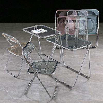 Plastico plegable acrílico metal jardín exterior sala de estar mesa y silla para el parque