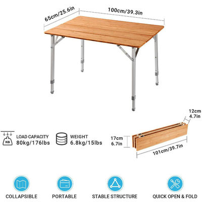 Mesa de mesa de 100*65cm de madera de metal plegable para picnic mesa de comedor para acampar al aire libre
