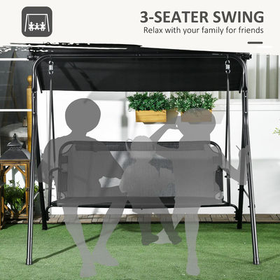 Sillón de balancín de patio al aire libre impermeable con dos capas para 3 personas en estilo de granja moderna