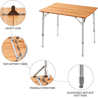 Mesa de mesa de 100*65cm de madera de metal plegable para picnic mesa de comedor para acampar al aire libre