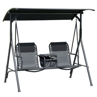 Silla de balanceo moderna para exteriores 67.7"D x 44.1"W x 65"H con soporte para tazas y sombra ajustable