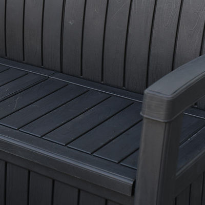 Hotel exterior hogar sillón a prueba de intemperie de plástico 3 asientos sofá banco con caja de almacenamiento