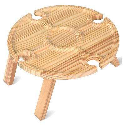 Tabla redonda plegable portátil de madera para acampar al aire libre Viajes a la playa y picnics