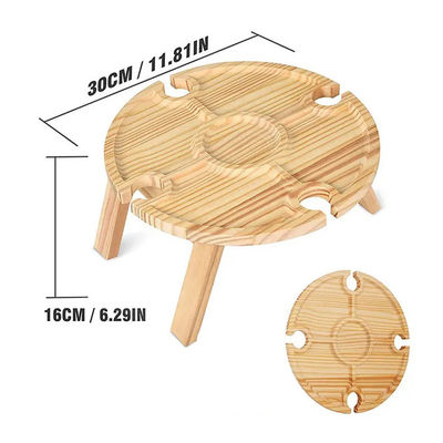 Tabla redonda plegable portátil de madera para acampar al aire libre Viajes a la playa y picnics