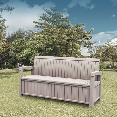 Hotel exterior hogar sillón a prueba de intemperie de plástico 3 asientos sofá banco con caja de almacenamiento