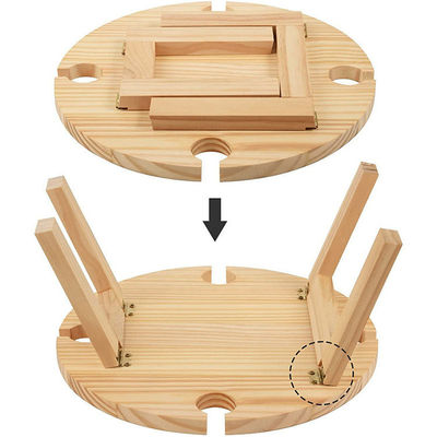 Tabla redonda plegable portátil de madera para acampar al aire libre Viajes a la playa y picnics