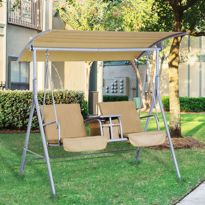 Silla de balanceo moderna para exteriores 67.7"D x 44.1"W x 65"H con soporte para tazas y sombra ajustable