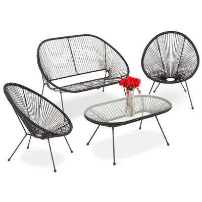 Muebles de jardín modernos Patio al aire libre Con un marco de acero y una cuerda de mimbre de plástico