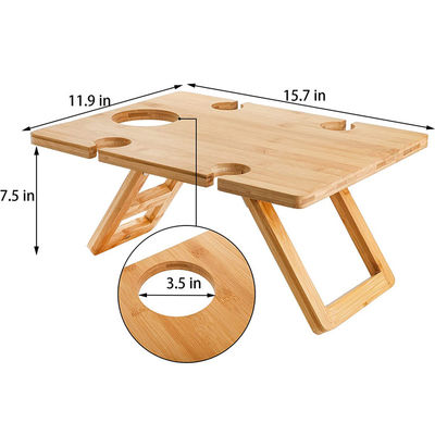 Tabla de picnic plegable de madera de bambú para comer y beber