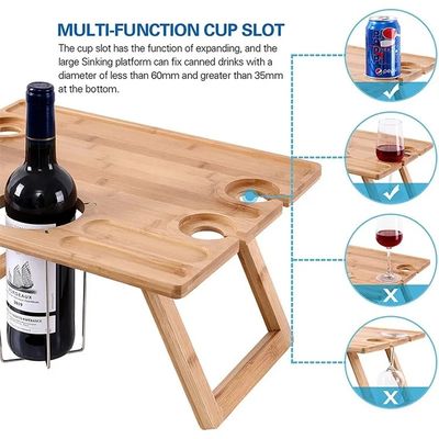 Tabla de picnic plegable de madera de bambú para comer y beber
