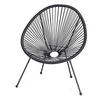 Cuadro metálico de plástico de ratan de vidrio silla Acapulco para balcón al aire libre patio césped ocio